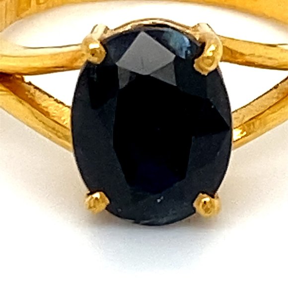 Blue Sapphire 3.42ct Solid 22K Yellow Gold Ring - Picture 8 of 8